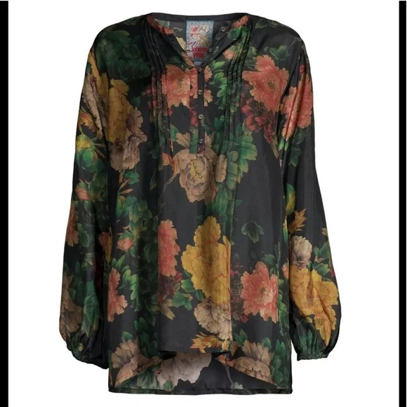 🔥🔥NWT Johnny Was Bayani Colorful Floral Printed Silk Tunic Size Medium - Picture 6 of 13